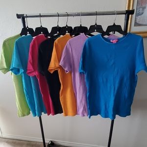 Huge lot of 7 Waffleknit Workout Tops Size L